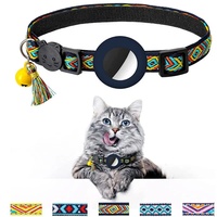 Neues Airtag Haustierhalsband Verstellbares Polyester Schnellverschluss Weiches Bedrucktes Welpen- und Katzenhalsband mit Glocke Anti-Verlust-Halskette Apple Airtag Halter