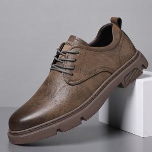 Zapatos Casuales de Negocios para Hombre, de Cuero Genuino, Punta Redonda, con Cordones, Transpirables, Suela de Goma, Estilo Moderno para Todas las Temporadas - Product Image 1