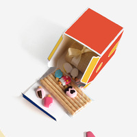 Boîte carrée personnalisée en carton, imprimée en CMJN, pour bonbons de mariage, nougats, fruits, desserts, thème coloré et contrasté, pour le Nouvel An, petite taille, pour friandises séchées