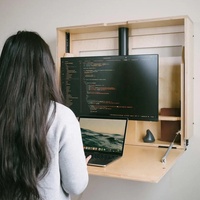 Bureau d'ordinateur portable mural pliable électrique réglable en hauteur en contreplaqué écologique avec rangement pour la maison OEM