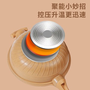 Clay Nonstick Frying Pan With Lid Micro Pressure Cookware For Kitchen Use - Product Image 4