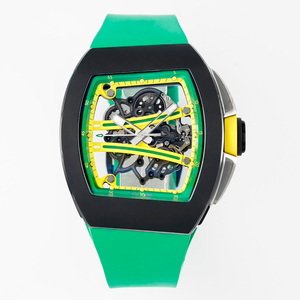 La conception à cadran ouvert et creux vous permet d'observer le mouvement du mécanisme. Montre mécanique de grande taille en fibre de carbone. - Product Image 1