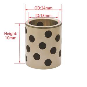 מיסבי שרוול סינובלו 18mm ID X 24mm OD X 10mm L גרפיט פליז ללא שמן, משומן עצמית, אחריות לשלוש שנים, מיוצר בסין - Product Image 2