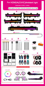 Luces LED Interiores Mejoradas SJC para Honda Civic 11ª Generación 2022-2025, Cubierta de Altavoz, Luz Ambiental, 64 Colores, Efecto Arcoíris - Product Image 6