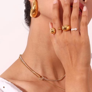 Hot Bán Cross-Biên Giới Thép Không Gỉ Và 18K Vàng Niche Thời Trang Big Drop Mở Vòng Set Đối Đối với Trang Sức Cho Châu Âu Và Các Chúng Tôi - Product Image 6