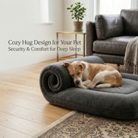 Canapé universel pour animaux de compagnie, de luxe, avec cadre intégré anti-déplacement, gris foncé, pour tissu velours à motif uni, respirant, amovible, lavable, en boîte