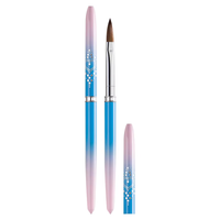 Pinceau à ongles professionnel GUYO en acrylique 100% Kolinsky avec manche métallique dégradé bleu-rose et imprimé faux diamant, personnalisable
