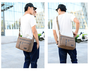 Unisex <b>Large</b> Capacity Classic <b>Canvas</b> Cross Body Shoulder <b>Bags</b> Vintage Zipper Fashionable Business Travel Messenger <b>Bags</b> - Product Image 5
