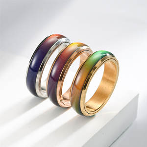 Anillos Impermeables que No se Deslustran, Chapados en Oro PVD de 14k y 18k, Anillos de Moda de Acero Inoxidable 316L para Mujeres y Hombres - Product Image 3