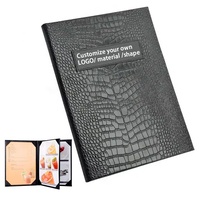 Porte-menus de restaurant 8,5x11 pouces à quatre vues, en cuir noir, pour cartes des vins et des boissons