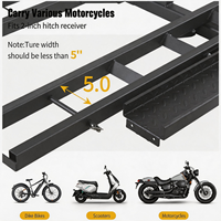 Porte-moto à fixation sur attelage 500 LBS en acier noir pliable avec rampe de chargement pour scooter, attelage arrière, SUV, camion