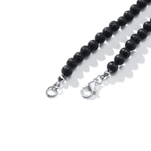 Collier pour homme Surfer Men <span class=keywords><strong>Tribe</strong></span>, perles en pierre naturelle de lave volcanique noire mate de 6 mm, œil de tigre - Product Image 3