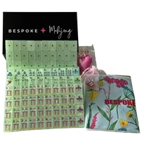 Ubin Mahjong Amerika Kustom dengan Pola Serangga Taman dan Bunga, Set Mahjong Bertema Kumbang Bunga untuk Hiburan & Hadiah
