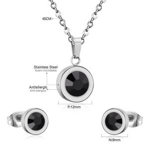 Asonsteel Stereoscopic Round Zircon Circle Pendant Necklace Earrings Brand <b>Women</b> <b>Jewelry</b> <b>Set</b> - Product Image 4