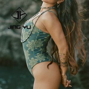 ชุดว่ายน้ำผู้หญิงแบบพิมพ์ลายสองด้าน OEM Aloha ผลิตจากไนลอนรักษ์โลกแบบชิ้นเดียวสั่งทำได้ - Product Image 4