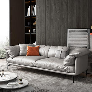 أريكة حديثة فاخرة منحنية على شكل حرف L، أثاث غرفة الجلوس، سرير أريكة من الجلد على شكل حرف L بـ 7 مقاعد، طقم أرائك سحابية - Product Image 4