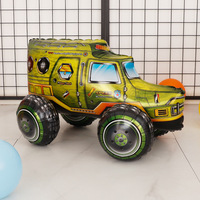 4D Tank Engineering Car Excavator Car Assemble Foil Balloon Stand Boy Baby's First Birthday Decoration