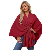 Cardigan Poncho Élégant et Écologique pour Femme, à Manches Mi-Longues, Épais, à Col Ouvert, en Maille Douce, pour Printemps, Automne et Hiver