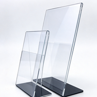 Support de menu de table en acrylique transparent, support de prix double face personnalisé avec logo pour restaurant et commerce de détail