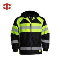 Veste de travail imperméable à capuche en polyester haute visibilité JIADE, veste de pluie, vêtements de travail d'extérieur