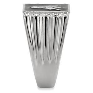 Anello in acciaio inossidabile ad alta lucidata con anello alla moda di grado AAA CZ - Product Image 2