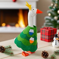 Nouvel ensemble de décoration de bureau pour arbre de Noël en tissu de 7 pouces, motif d'oie blanche, lavable à la main