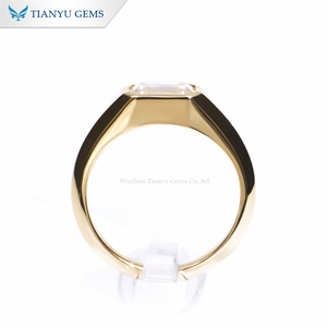 Alliance pour <span class=keywords><strong>homme</strong></span> Tianyu sertie de moissanite taille émeraude 5x7mm 1CTW D VVS, or massif 10K 14K 18K - Product Image 3