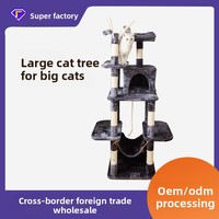 Arbre à chat tout-en-un 5 niveaux avec lit, plateforme de saut et griffoir en bois et sisal, style épuré