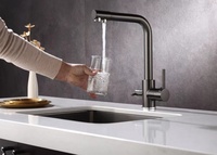 Robinets de cuisine à haute arc système d'eau de filtration amélioré pulvérisateur à tirer vers le bas sous l'évier navire purificateur à boire mélangeur 2 poignées