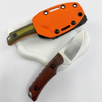 Couteau pliant de camping EDC DIY 15017, vert-jaune bicolore, lame argentée satinée avec étui Kydex orange