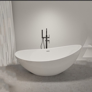 Vasca da Bagno Integrata Senza Giunture per Adulti, Forma Lunare, Autoportante, Stile Nordico per Casa, Hotel e B&B, in Acrilico con Massaggio, Design Moderno Sunrise - Product Image 1