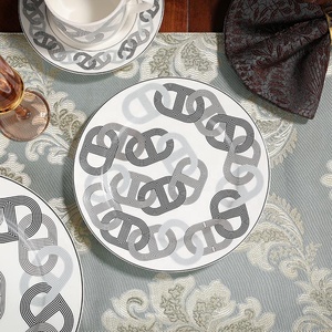 Ensemble de 4 pièces de vaisselle de luxe en céramique grise, style annulaire, pour salle à manger, décoration d'intérieur raffinée, en porcelaine, vente chaude - Product Image 4