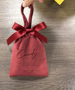 Sac cadeau personnalisé en velours doux et coloré avec cordon de serrage, logo imprimé, pour mariage, fête, bijoux, pochette en velours - Product Image 5