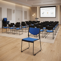 Chaise de formation Nuogo GS2041B moderne en tissu empilable avec structure en acier, ergonomique et confortable, capacité de charge de 136 kg, certifiée ISO BIFMA