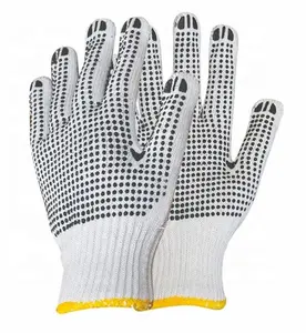 China Wholesale anti slip double sides PVC dotted gloves Blue Dots gloves dotted working gloves for industry