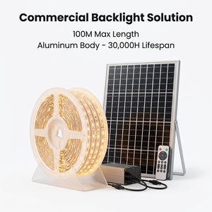 KHT Original IP65 Bande lumineuse <span class=keywords><strong>LED</strong></span> extérieure 5M Rétro-éclairage fixable pour paysage <span class=keywords><strong>Solaire</strong></span> doux Pas de facture d'électricité pour les bars à café PVC - Product Image 1