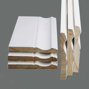 Rodapié decorativo para interiores fácil de limpiar, accesorios para suelo de pintura blanca, rodapié de madera, moldura de madera de pino