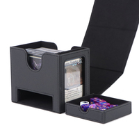 Boîte de rangement pour cartes de jeu de société Jolly Sunshine, design moderne en PU noir, pour bureau/maison, OEM