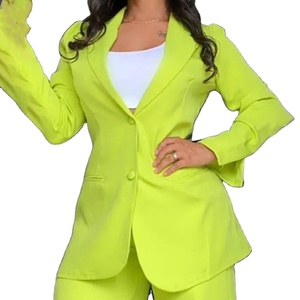 IStapromo Gifts Women's Solid Color Summer Casual Woven Suit <b>Set</b> with Split Sleeve Detail Turn-down Collar Ankle-Length Straight - Product Image 1
