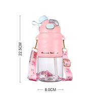 Personnalisé 750ml en forme de dessin animé paille tasse Portable bandoulière sac à dos bouteille d'eau pour l'été