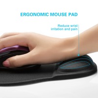 Ensemble de tapis de souris ergonomique pour jeux avec repose-poignets, base antidérapante personnalisée, mousse à mémoire de forme et tissu résistant à l'eau, noir
