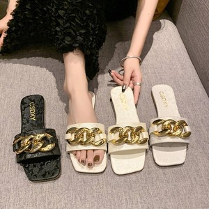 Sandales plates pour femmes, style féerique, avec strass, nouvelle collection été 2024, à porter avec une jupe, modèle Outro Slippers231 231 - Product Image 1