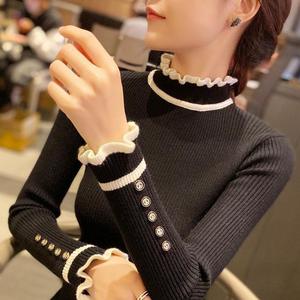 Maglione in <span class=keywords><strong>maglia</strong></span> a prezzo di fabbrica all'ingrosso nuovo stile da <span class=keywords><strong>donna</strong></span> con maglione a mezzo collo sottile e sottile - Product Image 4