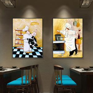Peinture décorative abstraite moderne <span class=keywords><strong>pour</strong></span> pizzeria et pâtisserie, art mural <span class=keywords><strong>pour</strong></span> chef de restaurant occidental, papier imperméable et écologique - Product Image 2
