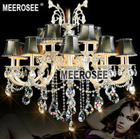 MEEROSEE, candelabro de cristal K9 de lujo dorado moderno nórdico, lámparas de sala de estar, lámpara colgante LED para dormitorio MD2125