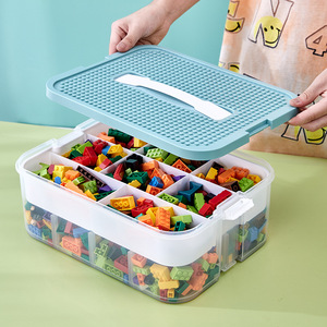 Boîte de <span class=keywords><strong>rangement</strong></span> pour jouets d'enfants en plastique rectangulaire pour organiser les briques, les pièces de construction de grande et petite taille, bac de tri compartimenté - Product Image 1