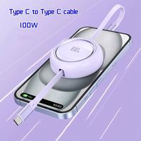 Carga rápida C a C Tipo retráctil Cable Usb Cable plano flexible Usb a Usb C 100W