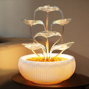 Sentido moderno Ocho direcciones Riqueza Adorno de agua corriente Minimalista Flor de cristal de lujo Fuente de cristal Decoración de jardín blanco - Product Image 3