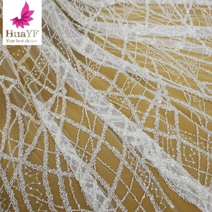 Hy1937 Phong Cách Châu Âu Trắng Bridal Ren Sequins Hạt Lưới Cho Váy Cưới - Product Image 6