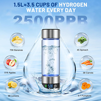Bouteille d'eau infusée d'hydrogène 460 ml en verre, technologie SPE PEM 2500PPB, personnalisable rapidement, en stock, fabricant USA